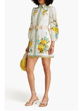 ZIMMERMANN Halcyon Floral Linen Shirt Dress